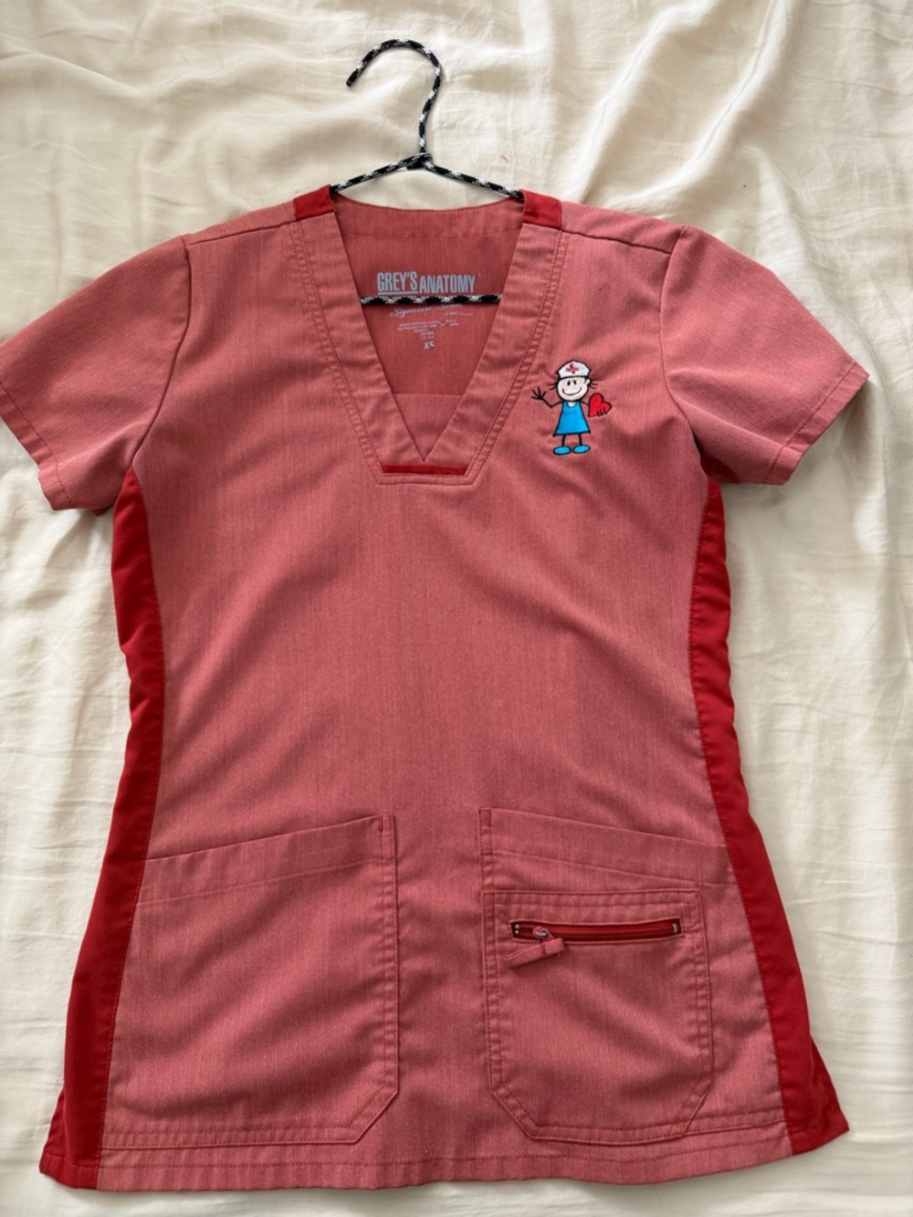 Grey's Anatomy Women's Scrub Top with Heart Nurse embroidery